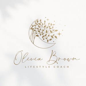 Logo Life Coach, Logo Moon, Logo di consulenza, Logo spirituale, Boho Moon Logo Design, Logo Moon and Stars, Magic Tree Logo, Logo di lusso