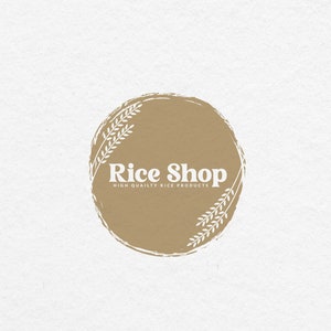 Logo di riso, logo di panetteria, logo di grano, logo biologico, logo di panetteria, logo di grano, logo di cereali, design e branding del logo premade