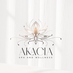 Lotus Logo, Yoga Logo, Mandala Logo , Spa Logo, Wellness Logo, Flower Logo, Boho Logo, Gold Logo, Spiritual Logo| Premade Logo Design