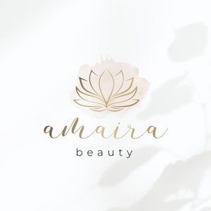 Lotus Logo,Yoga Logo, Mandala Logo Design, Bohemian Logo, Wellness Logo, Flower Logo, Boho Logo, Gold Logo, Rose Gold Logo, Beauty Logo