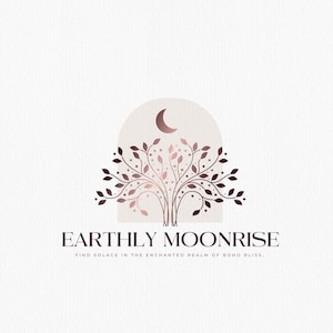 Boho Tree Logo, Nature Logo, Moon and Tree Logo, Spa Logo, Wellness Logo, Wisdom Logo | Premade Logo Design and Branding