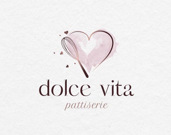 Patisserie Logo, Cake Logo, Pastry Logo, Bakery Logo Design, Cupcake Logo Baking Logo, Dessert Logo, Watercolor Logo | Premade Logo Design