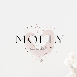 Aquarell-Logo-Design, Herz-Logo-Design, Baby-Boutique-Logo, vorgefertigtes Logo-Design