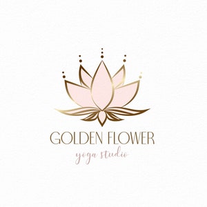 Logo Lotus, Logo Yoga, Mandala Logo Design, Logo Boho, Logo Benessere, Logo Fiore, Logo Boho, Logo Oro, Logo Bellezza