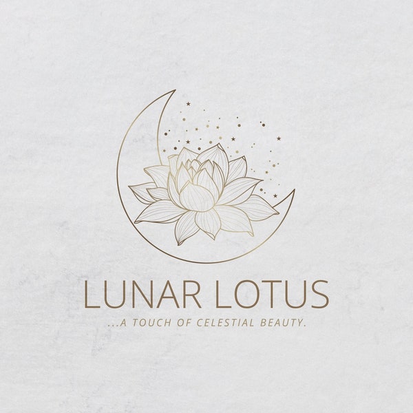 Moon and Lotus Flower Logo | Universe Logo | Yoga Logo| Moon Logo | Boho Logo | Mystic Logo | Premade Logo Design and Branding