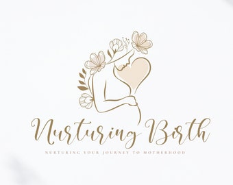 Doula Logo, Pregnancy Logo, Maternity Logo, Midwife Logo, Caregiver Logo, Baby Logo, Motherhood Logo | Premade Logo Design and Branding
