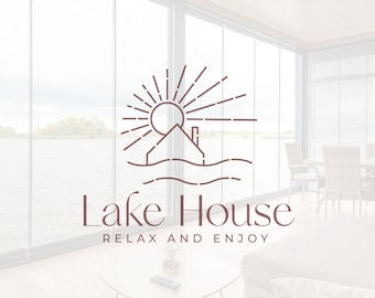 Lake House, Logo Airbnb, Logo Cottage, Logo de la cabine, Logo immobilier, Logo immobilier, Marketing agent immobilier, Agent immobilier, Filigrane du logo de la maison