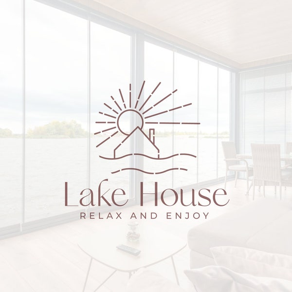 Casa del lago, logotipo de Airbnb, logotipo de cabaña, logotipo de cabaña, logotipo de bienes raíces, logotipo de bienes raíces, marketing de agentes inmobiliarios, agente de bienes raíces, marca de agua del logotipo de la casa