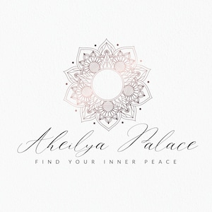 Mandala Logo Design, Yoga Logo, Bohemian Logo, Watermark, Premade Logo, Flower Logo, Boho Logo, Gold Logo, Rose Gold Logo, Beauty Logo