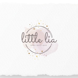 Logotipo de bebé, logotipo de eventos, logotipo de cumpleaños, logotipo de boda, logotipo de fotografía, logotipo de boutique, logotipo de oro rosa, femenino, logotipo de acuarela
