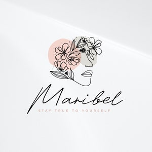 Woman Logo, Line Art Woman Logo, Beauty Face Logo, Makeup Face logo, Fashion Logo, Feminine Logo