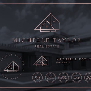 Modern real estate logo, Real estate business logo, Minimalistic real estate logo, Realtor Logo, Rose Gold Real Estate Logo | Premade Logo