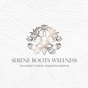 Elegant Minimalist Yoga Logo, Line Art Tree Design, Circular Wellness Emblem, Lotus Flower Branding, Calm Nature-Inspired Logo |Premade Logo