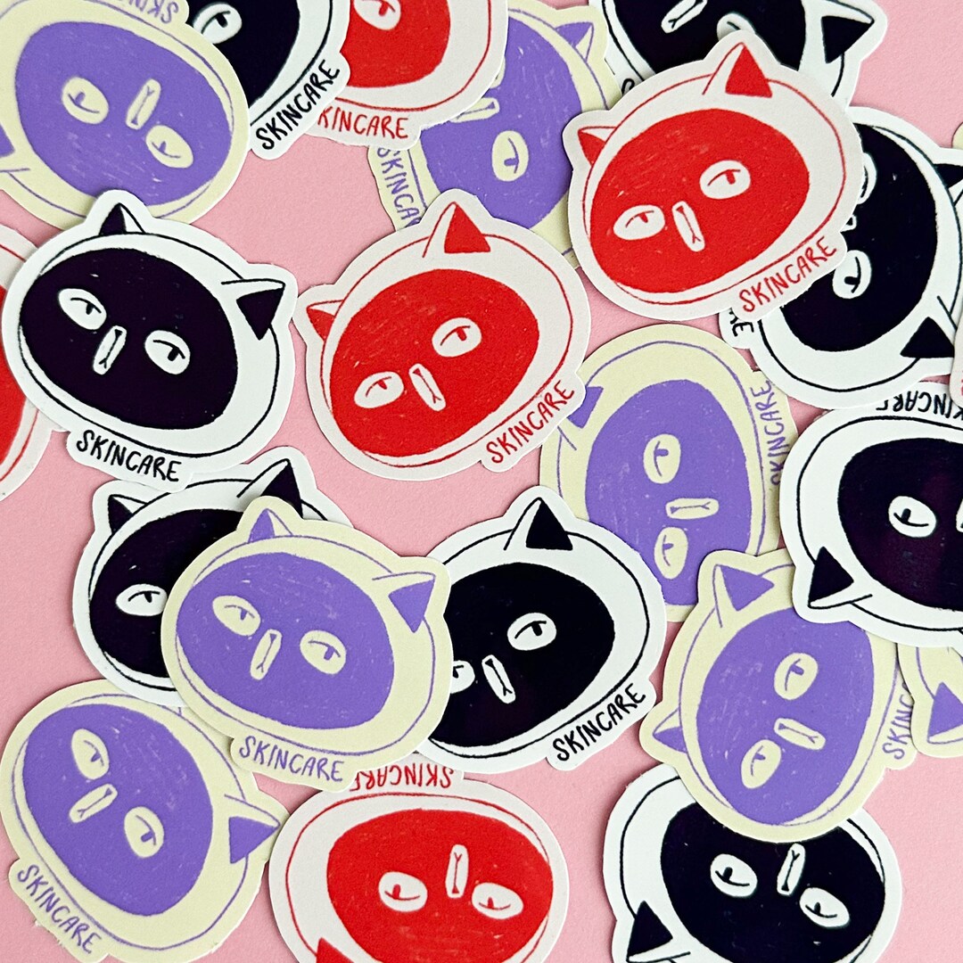 Glossy Vinyl Sticker | Skincare Sticker | Funny Cat Sticker | Grumpy ...