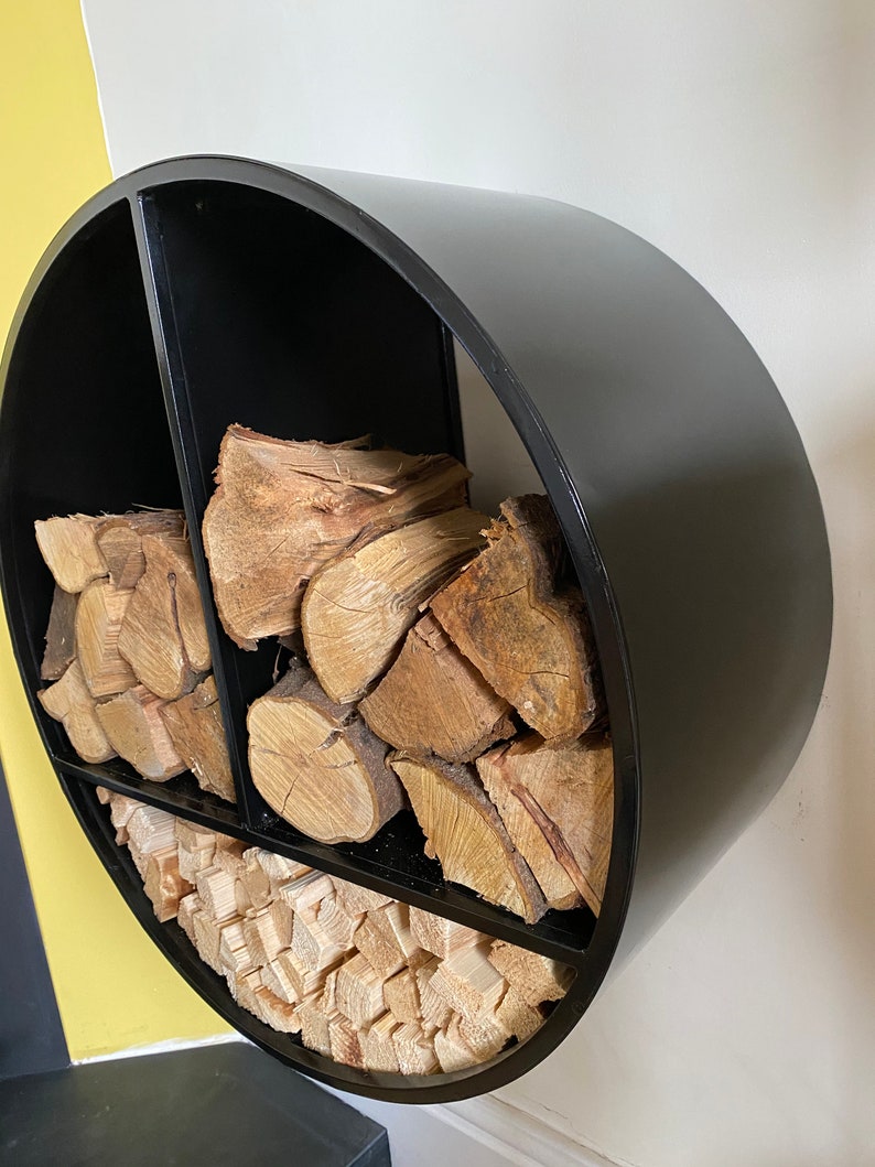 Log Storelog Holderwall Mountedhandcrafted Log Etsy