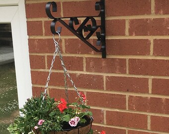 Pair of Hanging Basket Brackets-Wall Bracket-Heavy Duty Bracket-Hook-Handmade UK-Hanging Basket Bracket-Hook Heavy Duty-Steel Hook-Set of