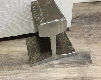 Door stop, Train enthusiast, Train Lover's Gift, New Home, Upcycled gift, Rustic, Anniversary, 11th Wedding Anniversary, Metal door stop