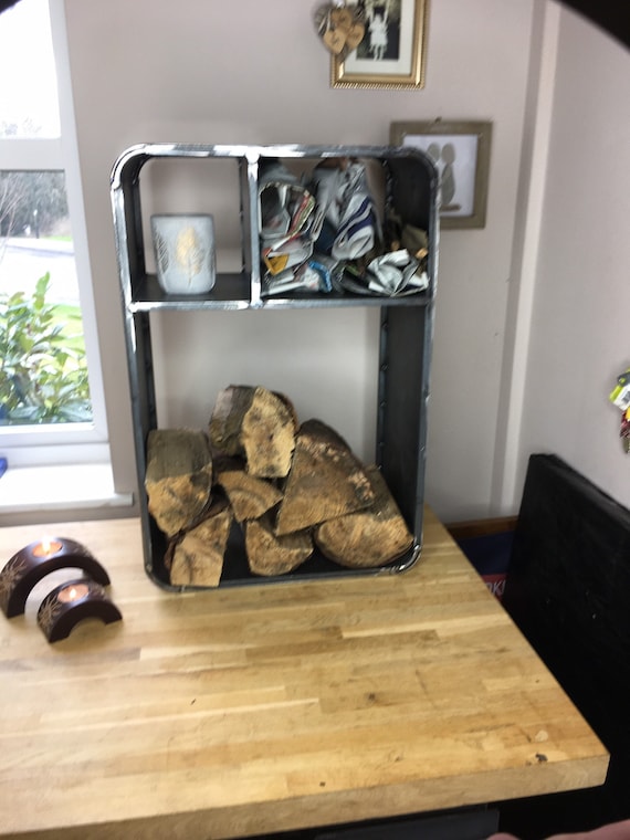 Industrial Modern Chic log Holder log Store wall Mounted kindling