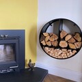 Log Store - Log Holder - Wall Mounted -  Handcrafted - Kindling Store - Fireside Furniture - In or Outdoor - Circular - Minimalist -Premium
