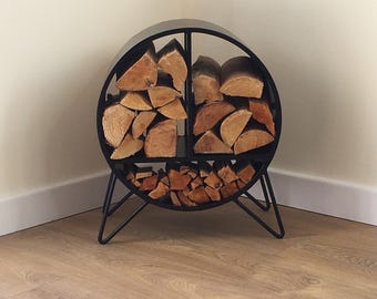 Log Holder-Log Store-Freestanding-Kindling Store-Fireside Furniture-Log basket-Firewood Store-Storage-Bespoke Store-Circular-Heavy Duty