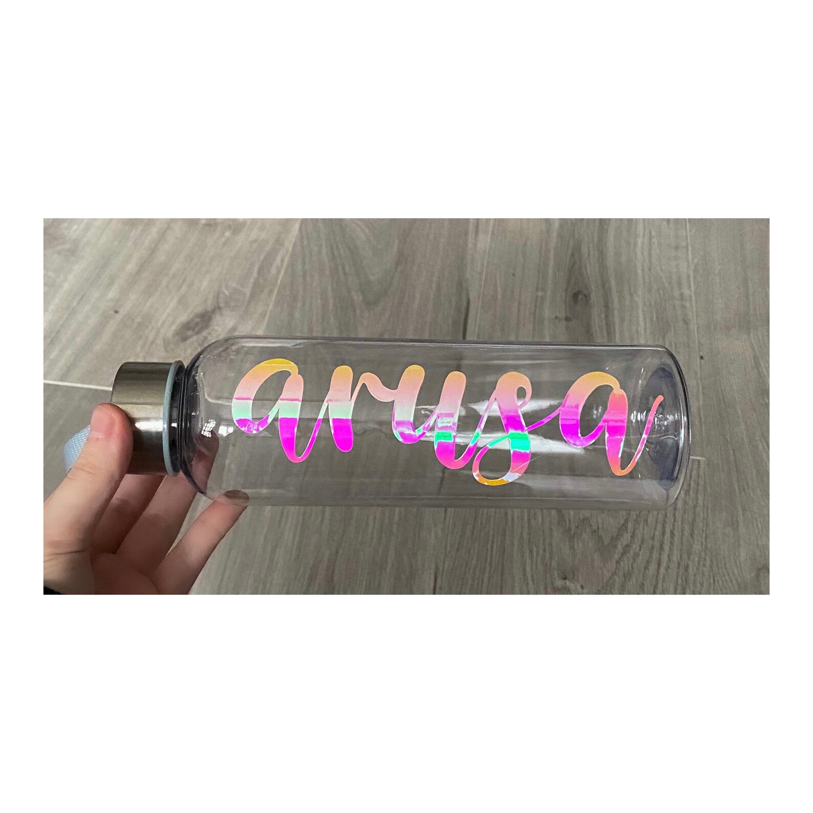 Personalised Name Bottles with HOLOGRAPHIC VINYL Etsy