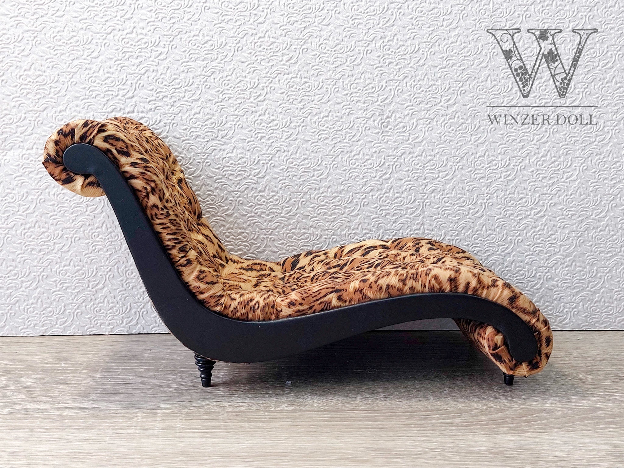 1 4 Chaise Lounge Wave Black Leopard Print for 16 Dolls Couch BJD Furniture Etsy UK