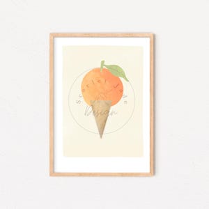 Orange Ice cream, watercolour style kids abstract summer art print