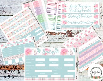 Budget Paycheck by Paycheck Monthly Decorative Peony Flower Stickers for Budgeting in EC Monthly and Focused Planners - Kit 57