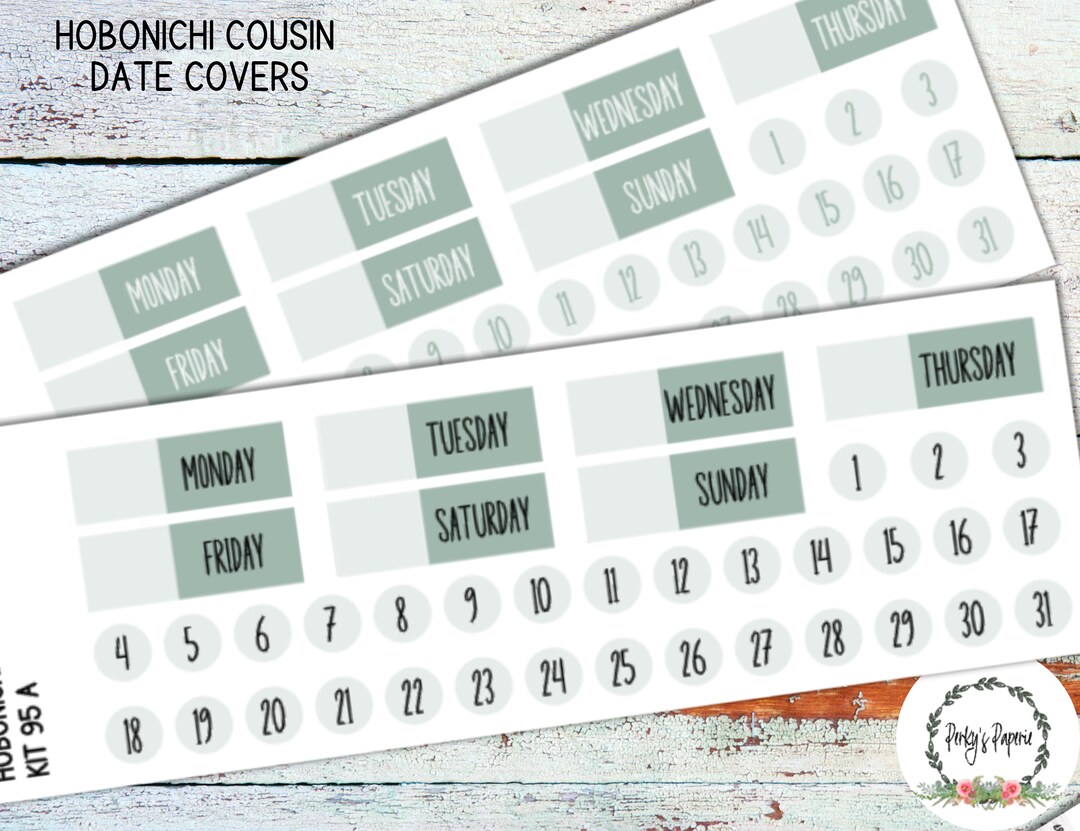 Hobonichi Cousin Weekly Date Cover Stickers Kit 95 | Individual Date ...