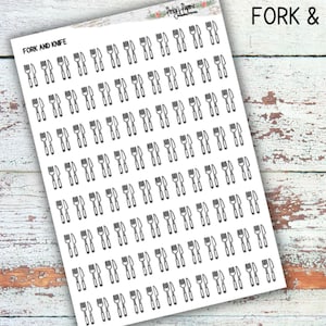Meal Planning Sticker | Dinner Icon Sticker | Utensil Stickers | Knife and Fork Icon