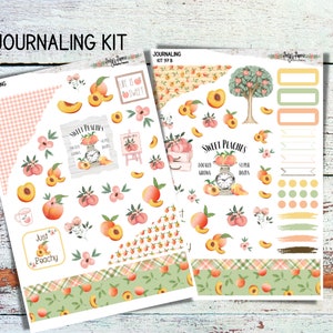 Journal, Scrapbook, Hobonichi Cousin Daily Planner Sticker Kit 97,  Weekly and Daily A5 Journaling Kit, Farmhouse, Peaches, Summer, Fruit