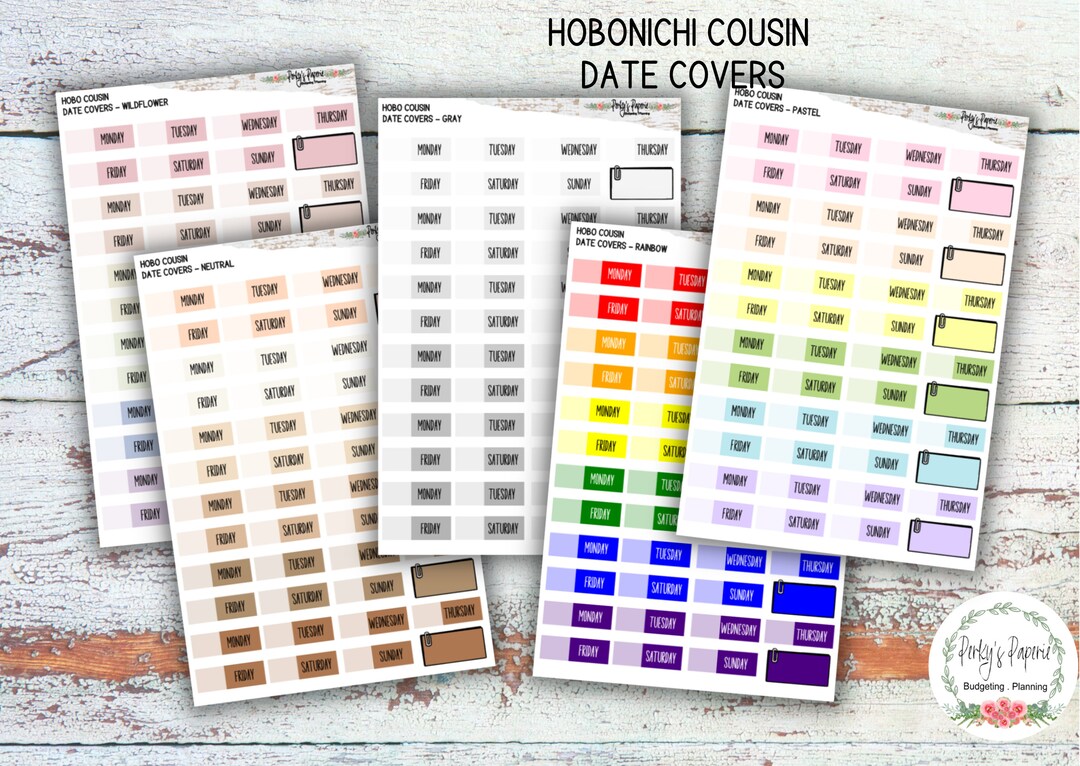 Hobonichi Cousin Individual Date Cover Planner Stickers | Colorful Date ...