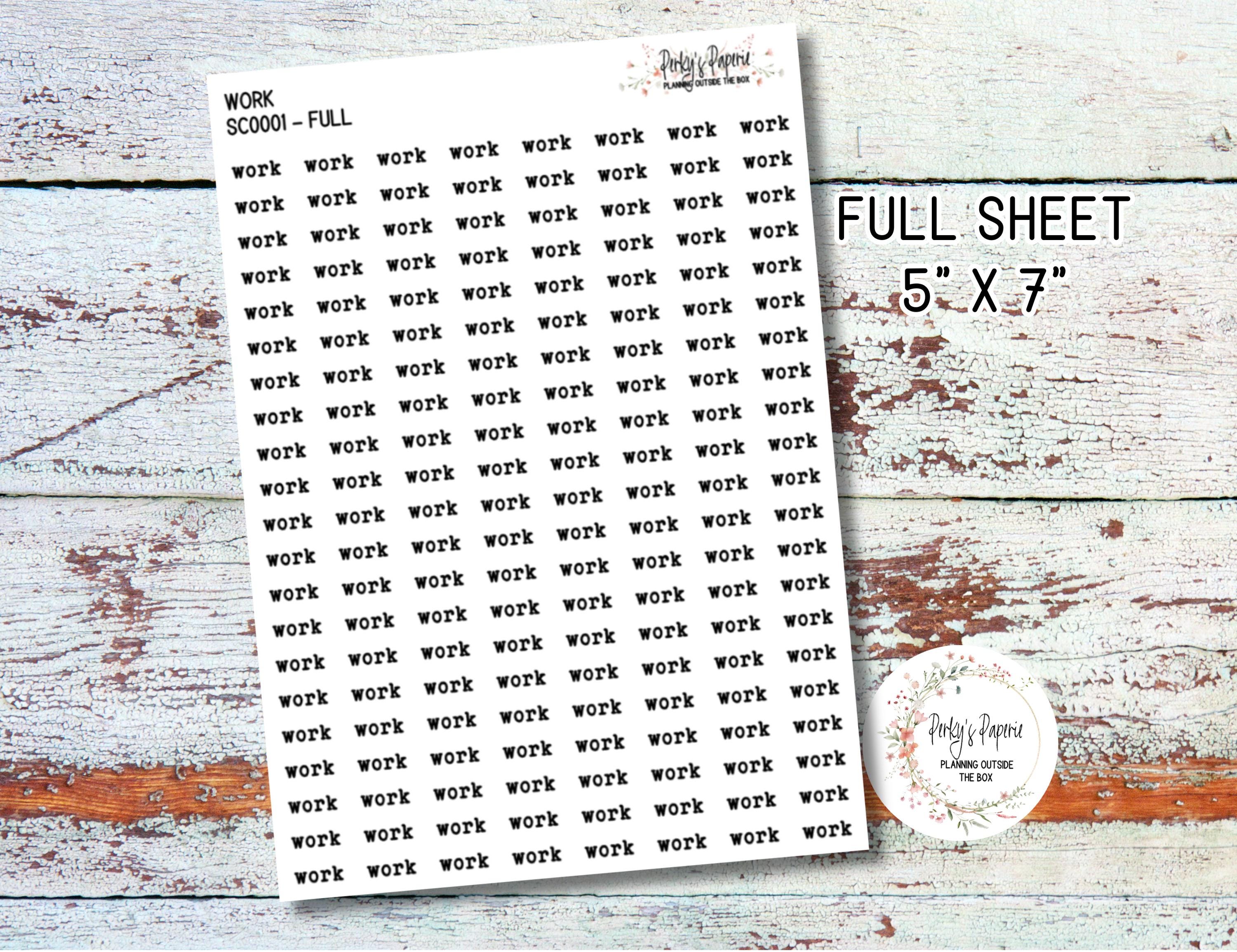 Work Shift Sticker Work Script Planner Stickers | Typewriter Font Functional Stickers for ...