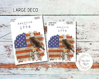 Transparent Extra Large, Jumbo Deco Planner Sticker For Your Overview Pages, Blank Daily Pages or Journal Page, Fourth of July Kit 128