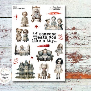 Annie Bell Dolls Full Sheet Deco Planner Stickers Kit 172 - Full Deco  | Halloween Planner Stickers | Fits All Planners