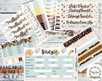 Budget Paycheck by Paycheck Monthly Decorative Budgeting in 7x9 and 8.5 x 11 EC Monthly & Focused Planners - Kit 81 Happy Fall