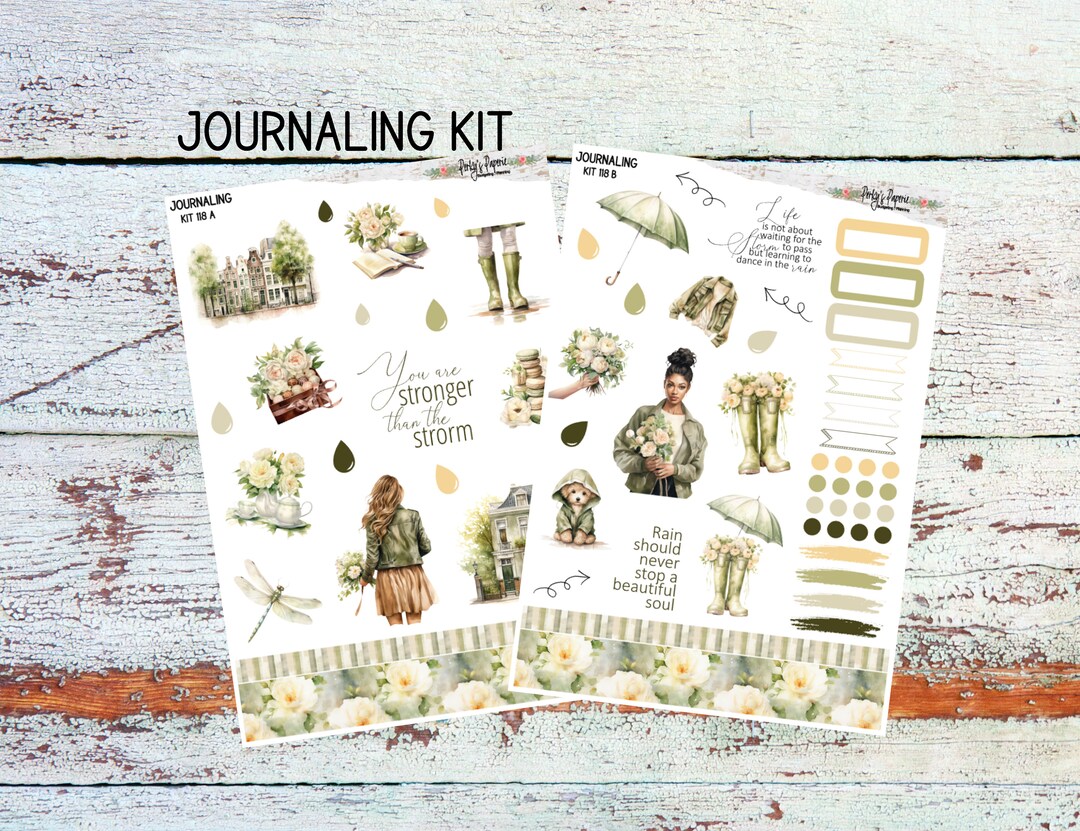 Journaling Sticker Kit 118 April Showers in the City, Planner Stickers ...
