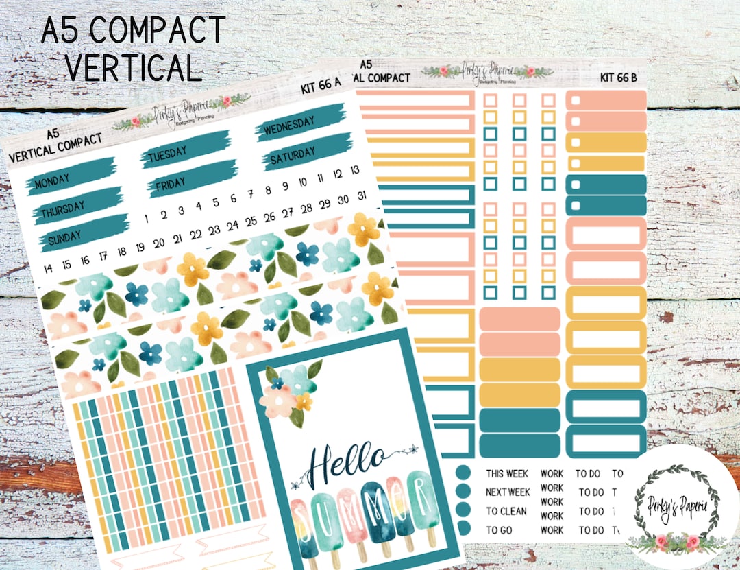 EC A5 Coiled Compact Vertical Weekly Planning Sticker Kit 66 Hello ...