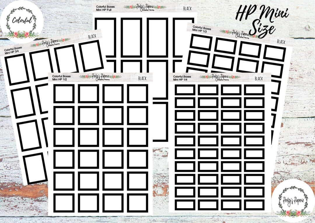 Mini HP Vertical Colorful Planner Boxes | Functional Planner Stickers ...