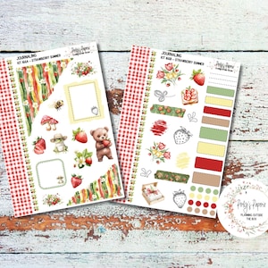 Strawberry Summer Decorative Journal Planner Sticker Kit 166, All Planner Sizes, Fits Monthly, Weekly, and Daily Pages, Functional Sticker