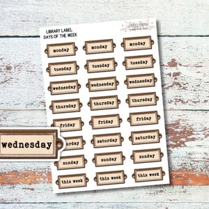Library Date Headers, Days of the Week Planner Stickers, Planner Date Stickers, Date Headers, Planner Redate, Undated Journal Stickers