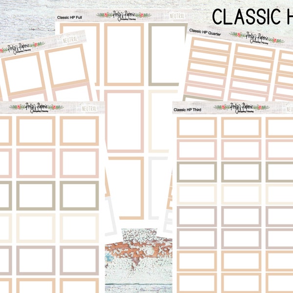 Classic HP Neutral Boxes| Colorful Boxes | Functional Planner Stickers | Budget Boxes | Planner Boxes | Pink Neutral