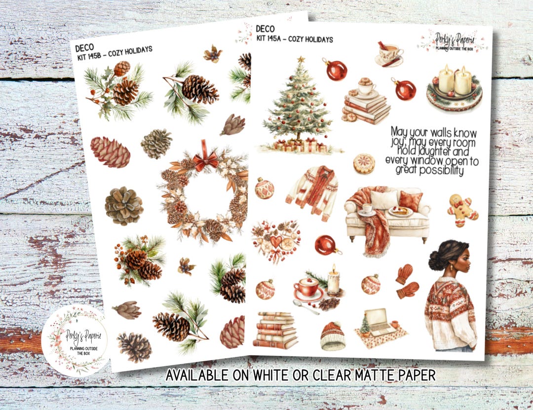 Cozy Holidays Journaling Sticker Kit 145, Winter Planner Stickers ...