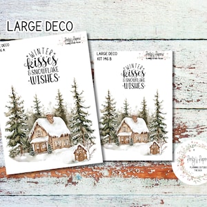 Cozy Winter Cabin in the Woods Transparent Extra Large, Jumbo Deco Planner Sticker, Blank Daily Pages or Journal Page Gingerbread Kisses 146