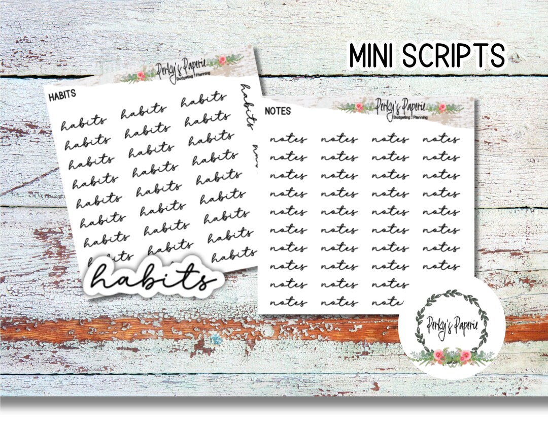 Mini Script Planner Stickers on Transparent Paper for Functional ...