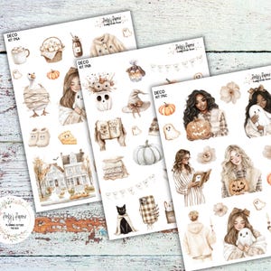 Sweet Halloween Full Sheet Deco Stickers Kit #176, Decorative Planning, Journaling Stickers, Junk Journal, Planner Stickers