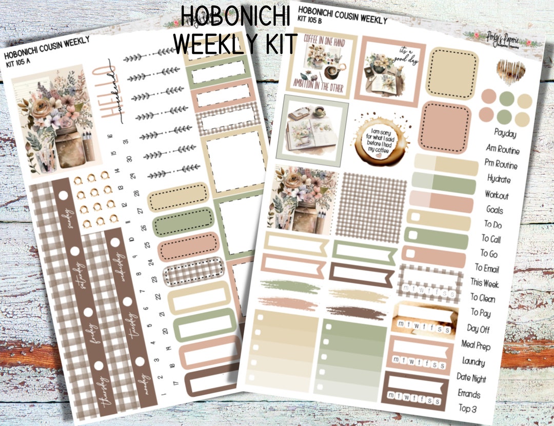 Hobonichi Cousin A5 Weekly Planning Sticker Kit 105 - Coffee and ...