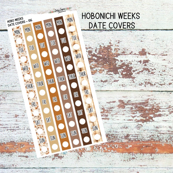 Hobonichi Weeks Date Cover Planner Stickers -  Weekly Planning Neutral Boho Fall Flowers 106