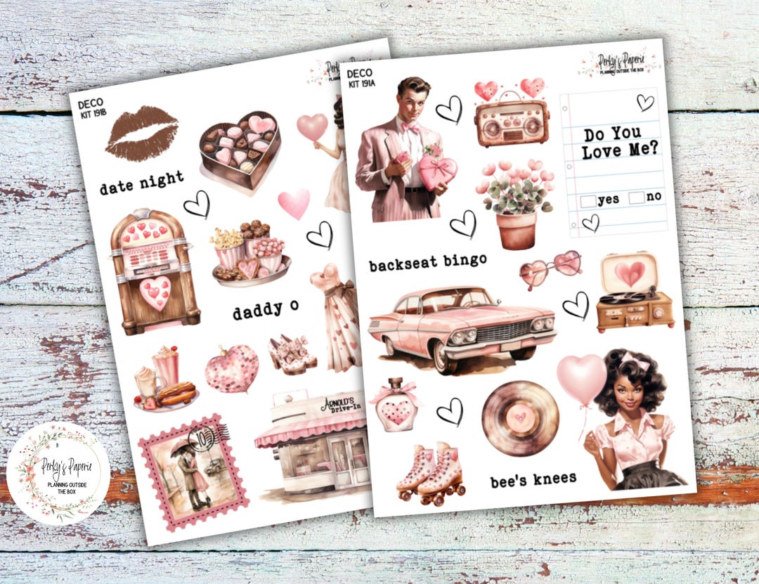 Retro Valentine Sticker Kit 191 | 1950s Vintage Love Deco Stickers ...