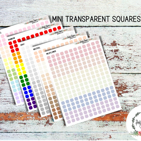 Transparent Square Mini Dots 5 mm,  Small Clear Matte Rounded Square Dot Stickers for Hobonich, Journal and Life Planner Set Up